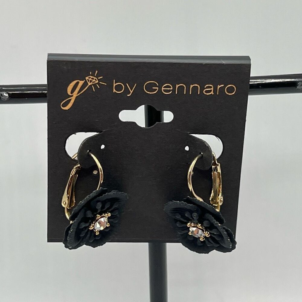 G by Gennaro Gold/Black Floral Earrings